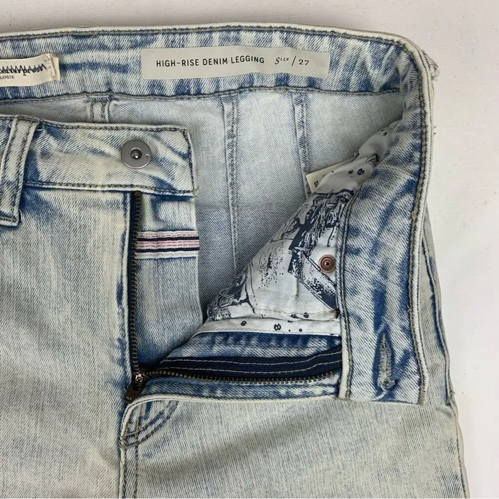 Pilcro women's size 27 high rise denim legging light wash flaw acid - Image 7