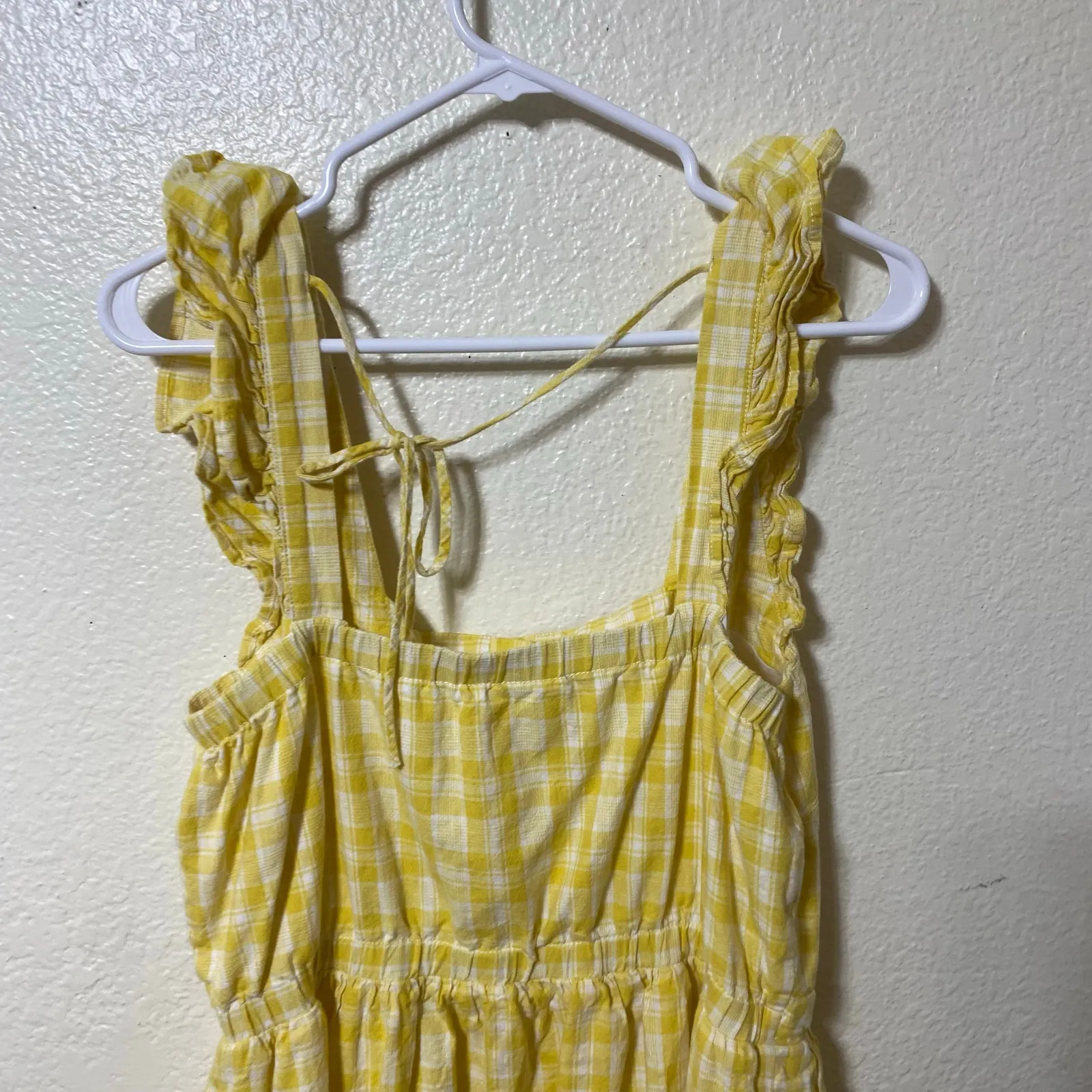 Hope & Henry Organic Cotton Yellow Ruffle Strap Mini Dress Size 10 Summer - Image 4