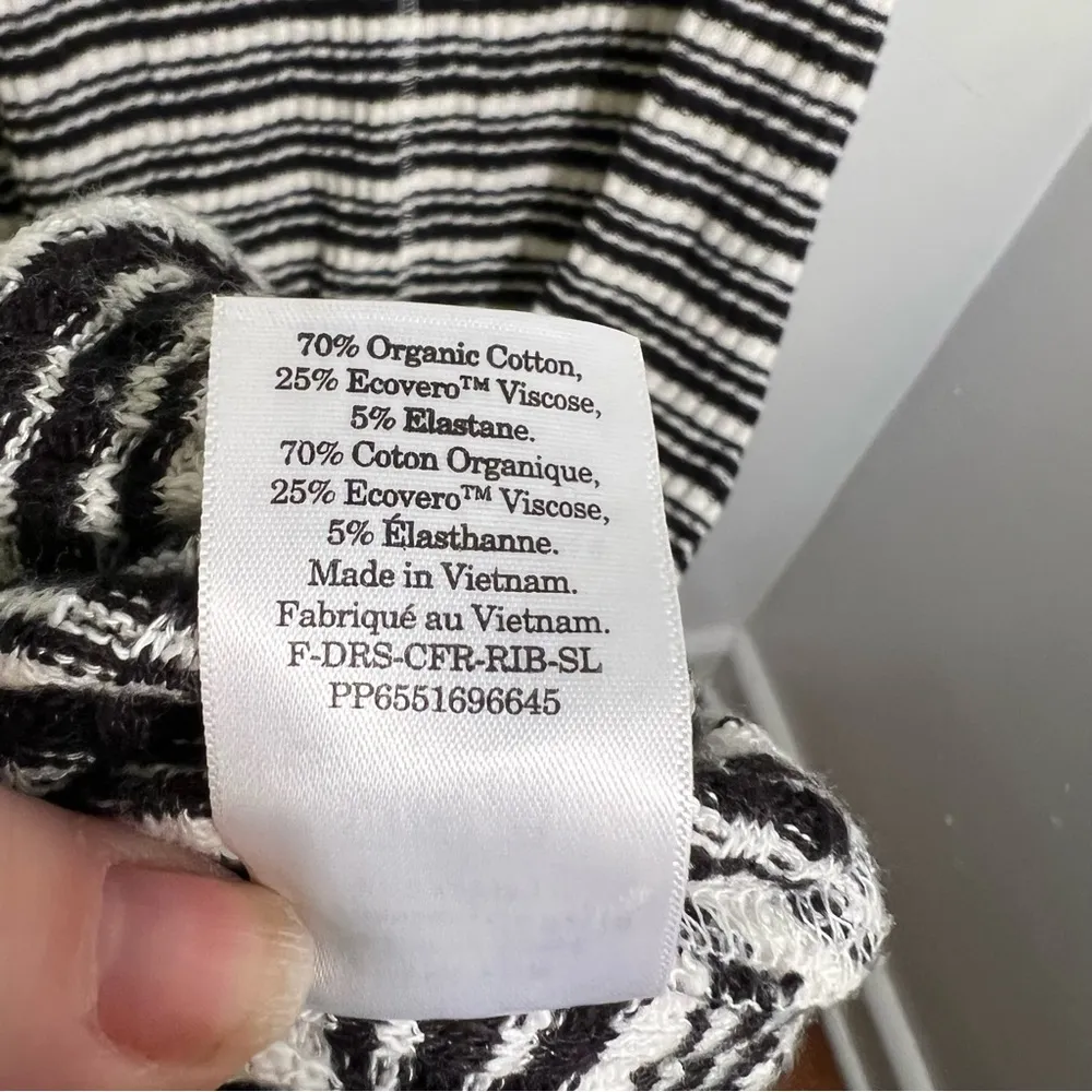 Everlane The Rib-Knit A-Line Tank Dress White Black Stripes L - Image 13