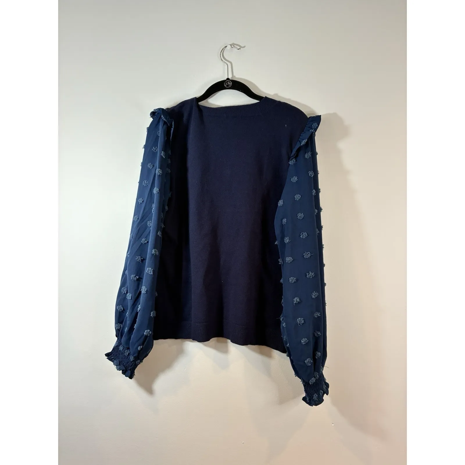 Betsey's Boutique Sweater Womens Medium Long Sleeve Pullover Textured sleeve top Blue Size 8 - Image 2