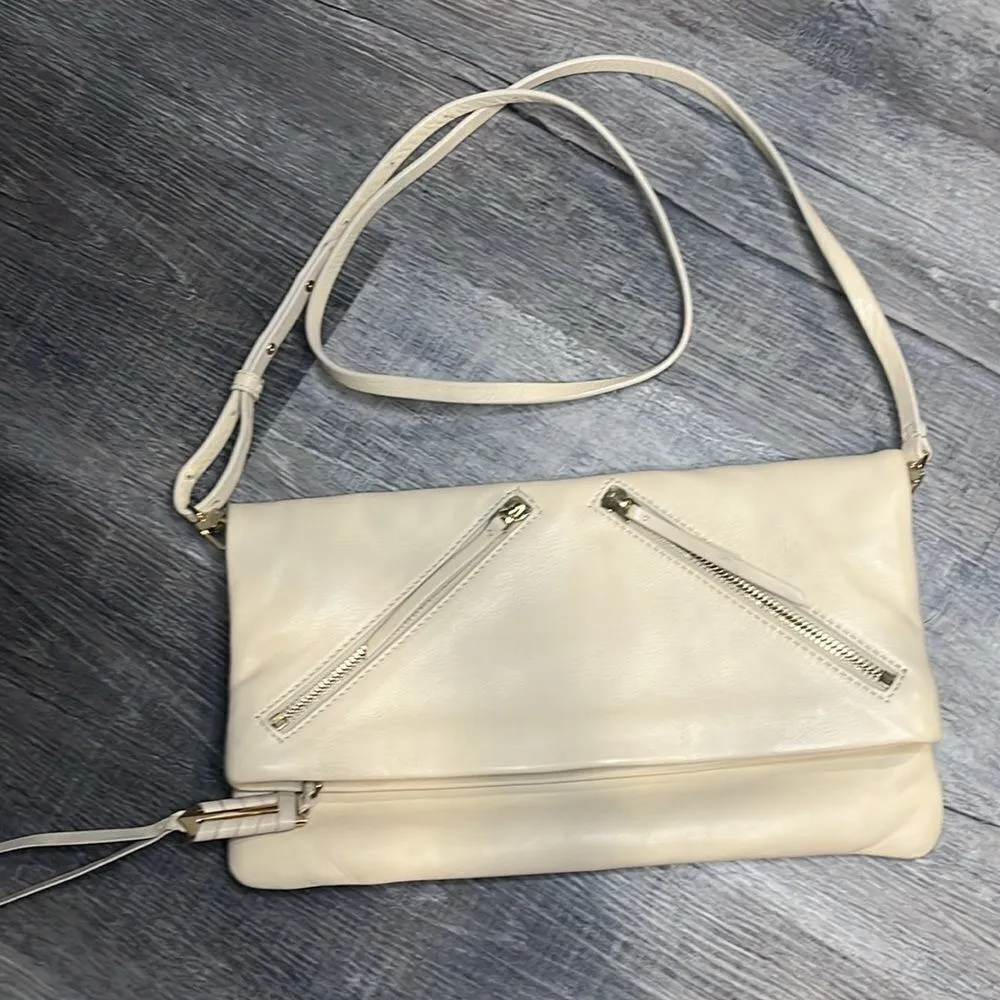 Stella & Dot COVET Waverly leather clutch to crossbody ivory gold purse ($299) - Image 15
