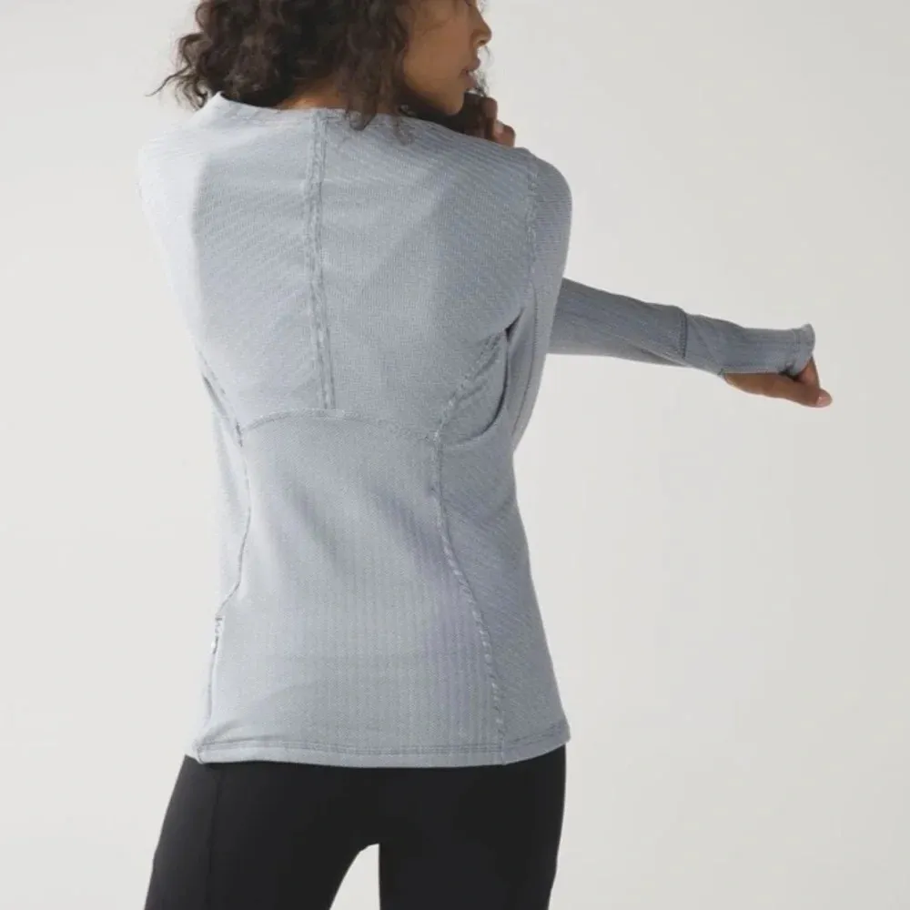 Lululemon Kanto Catch Me Long Sleeve Size 10 Sweatshirt Gray Herringbone Top - Image 4