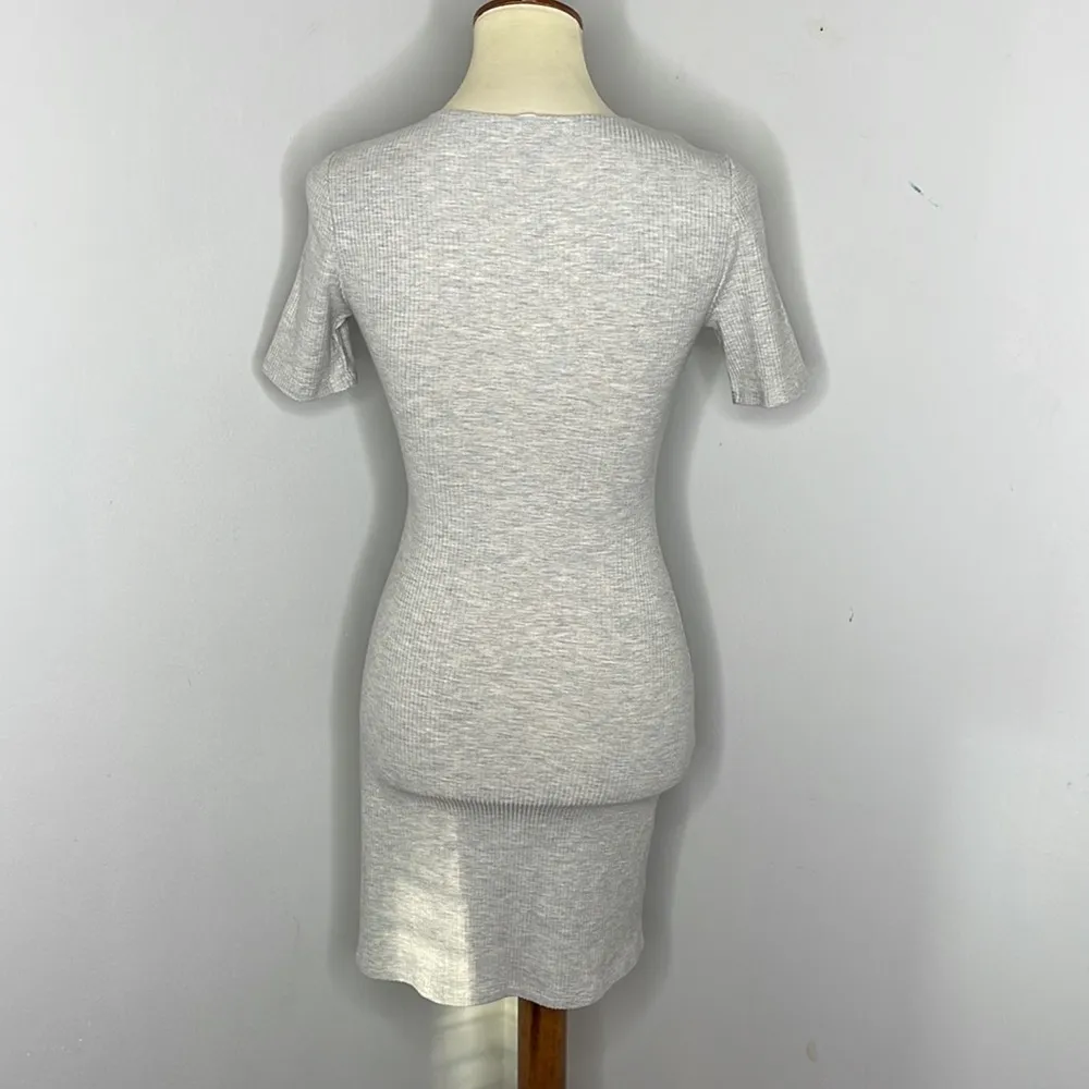 Reformation Jeans Gray Ribbed Mini Dress‎ Shirt Dress Kendy Knit Dress - Image 3