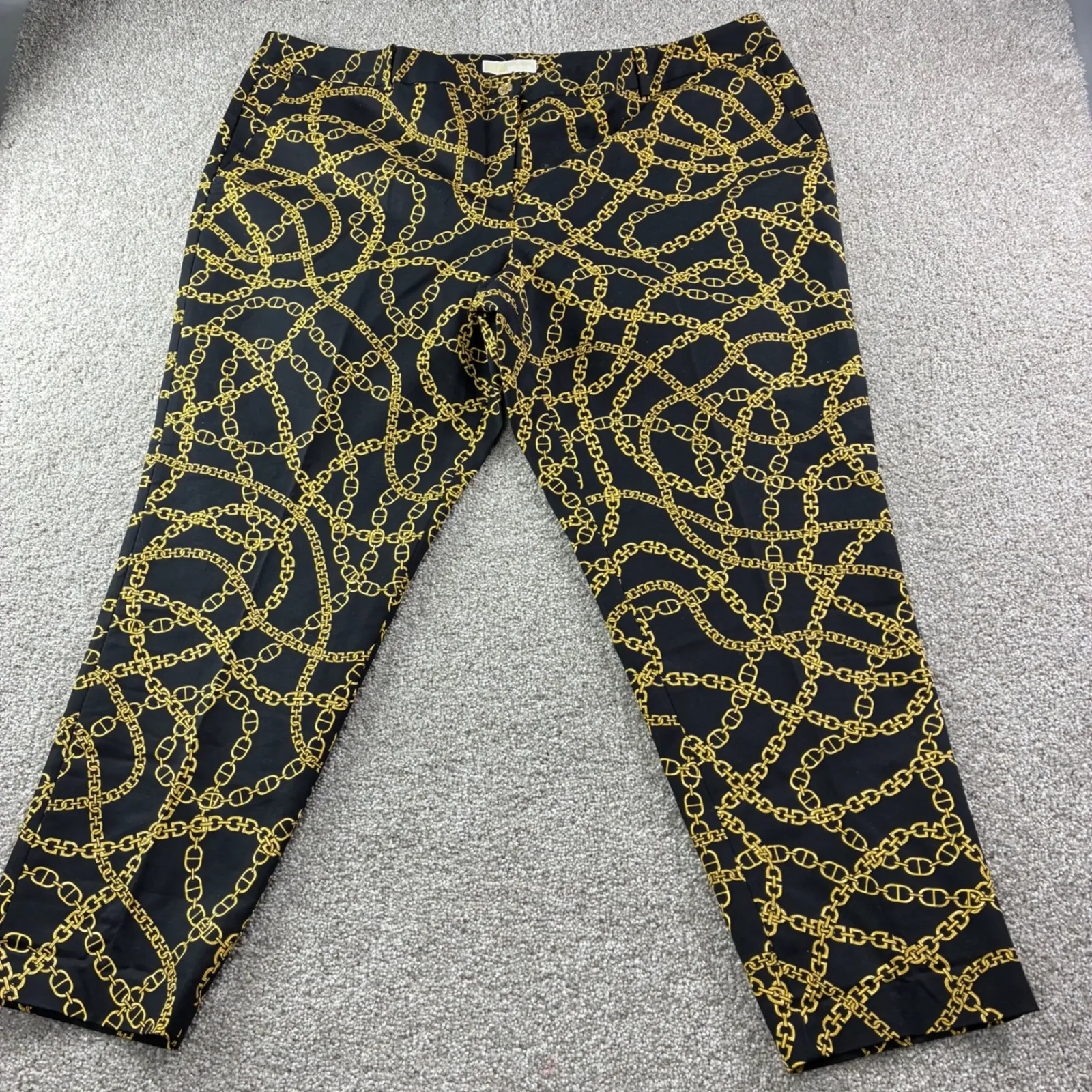 Michael Kors Womens 24W Black Gold Keegan Chain Print Miranda Slack Trouser Chic - Image 11