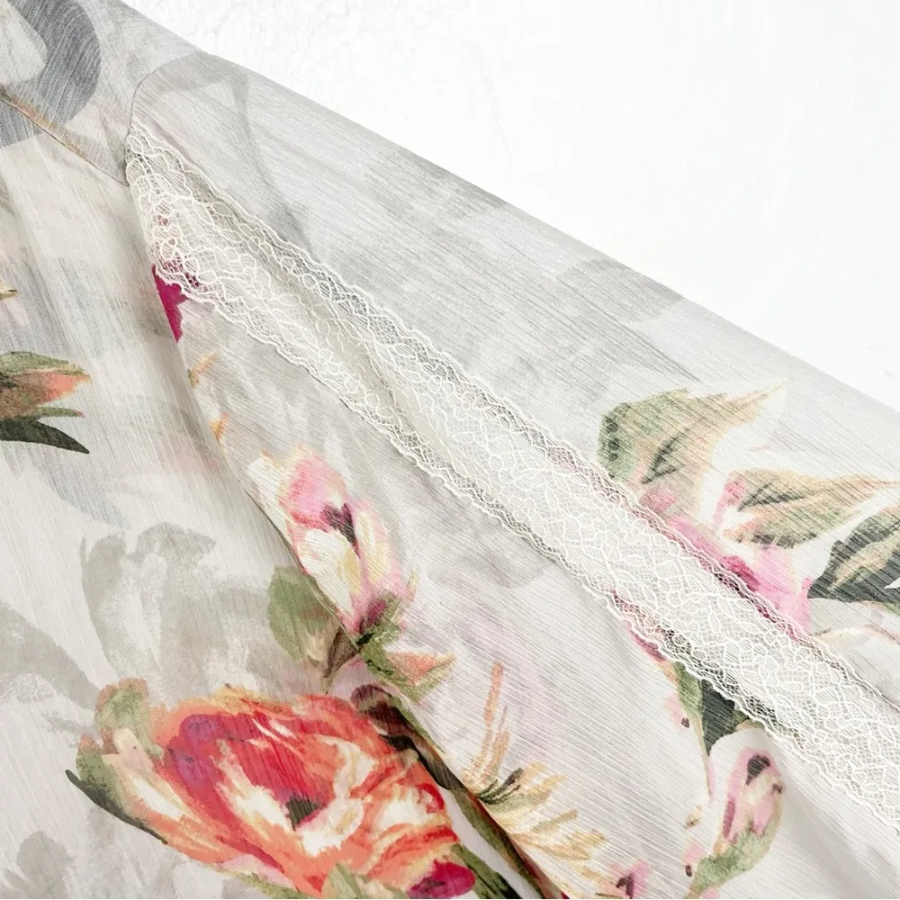 SUSAN GRAVER Sheer Floral Lace Trim Accents Long Sleeves Tunic Top, Size 3X - Image 9