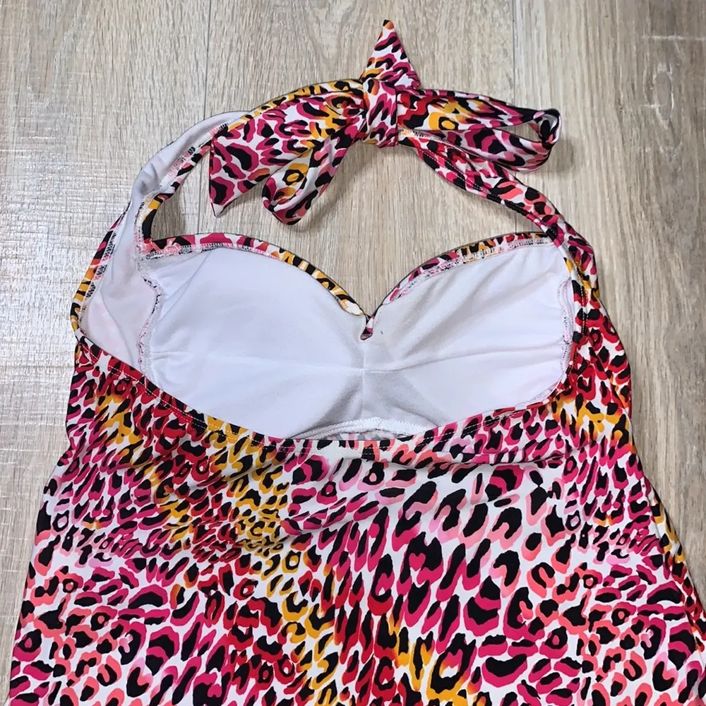 Catalina pink leopard print swimsuit tankini top - Image 6