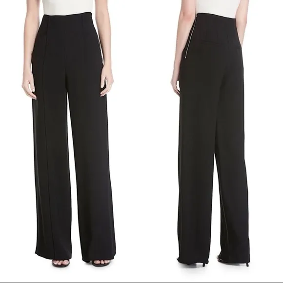 A.L.C Marlo Wide Leg High Waisted Black Dress Pants Crepe‎ Trousers Size 10 - Image 2