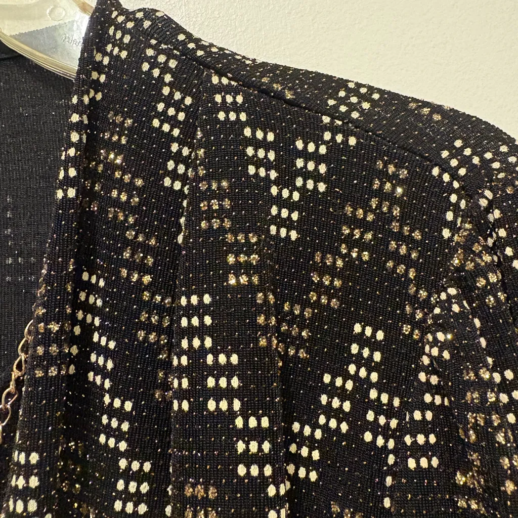 Alfred Dunner Black and White Zigzag Gold Cardigan Size L - Image 8