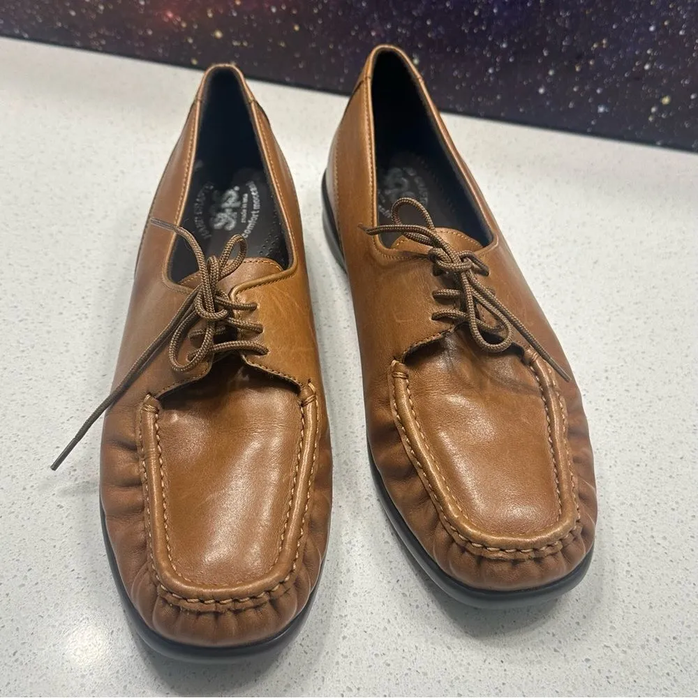 SAS Petra Tan Comfort Moccasin Casual Lace Up Loafer Sz 9 Made in USA - Image 2