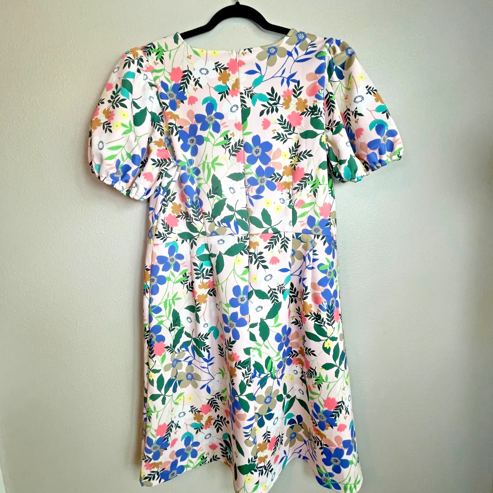 Eloquii Dress Size 16 Floral Fit and Flare Puff Sleeves Knee Length Avant Garde - Image 9