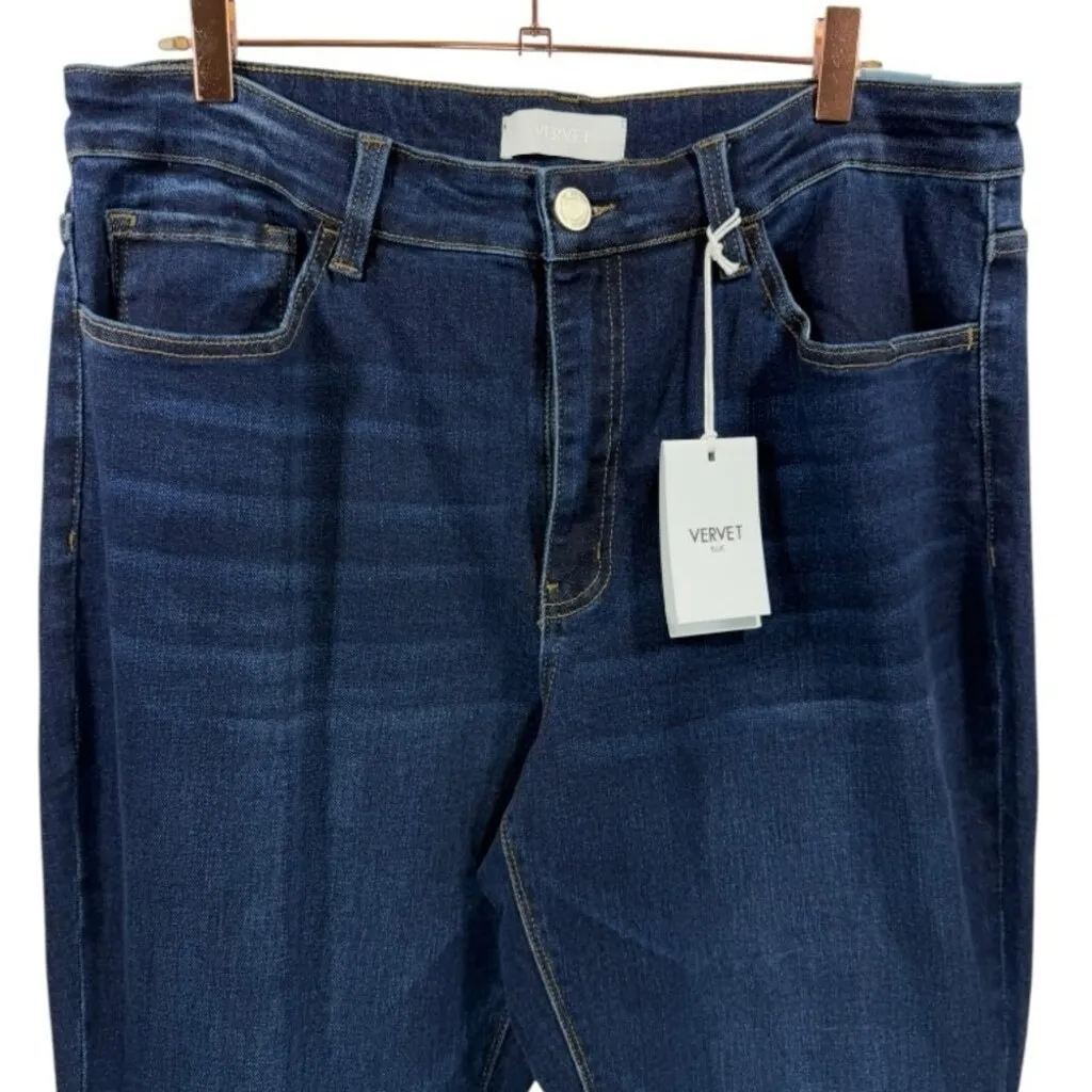 NWT Vervet High Rise Step Raw Hem Crop Flare Jeans Size 18 Denim Casual Festival Blue - Image 7