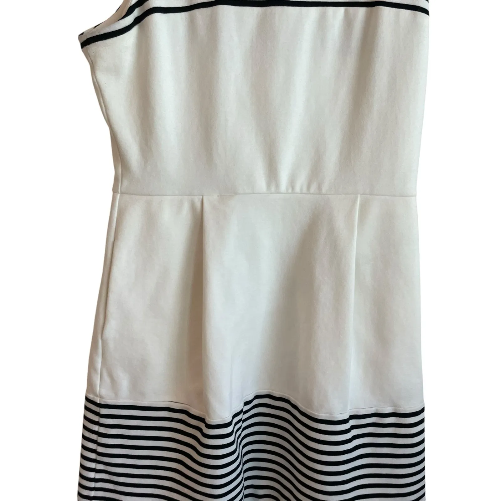 Madewell Women Mini‎ Dress M Ivory Black Stripes Preppy Coastal Travel Nautical - Image 6