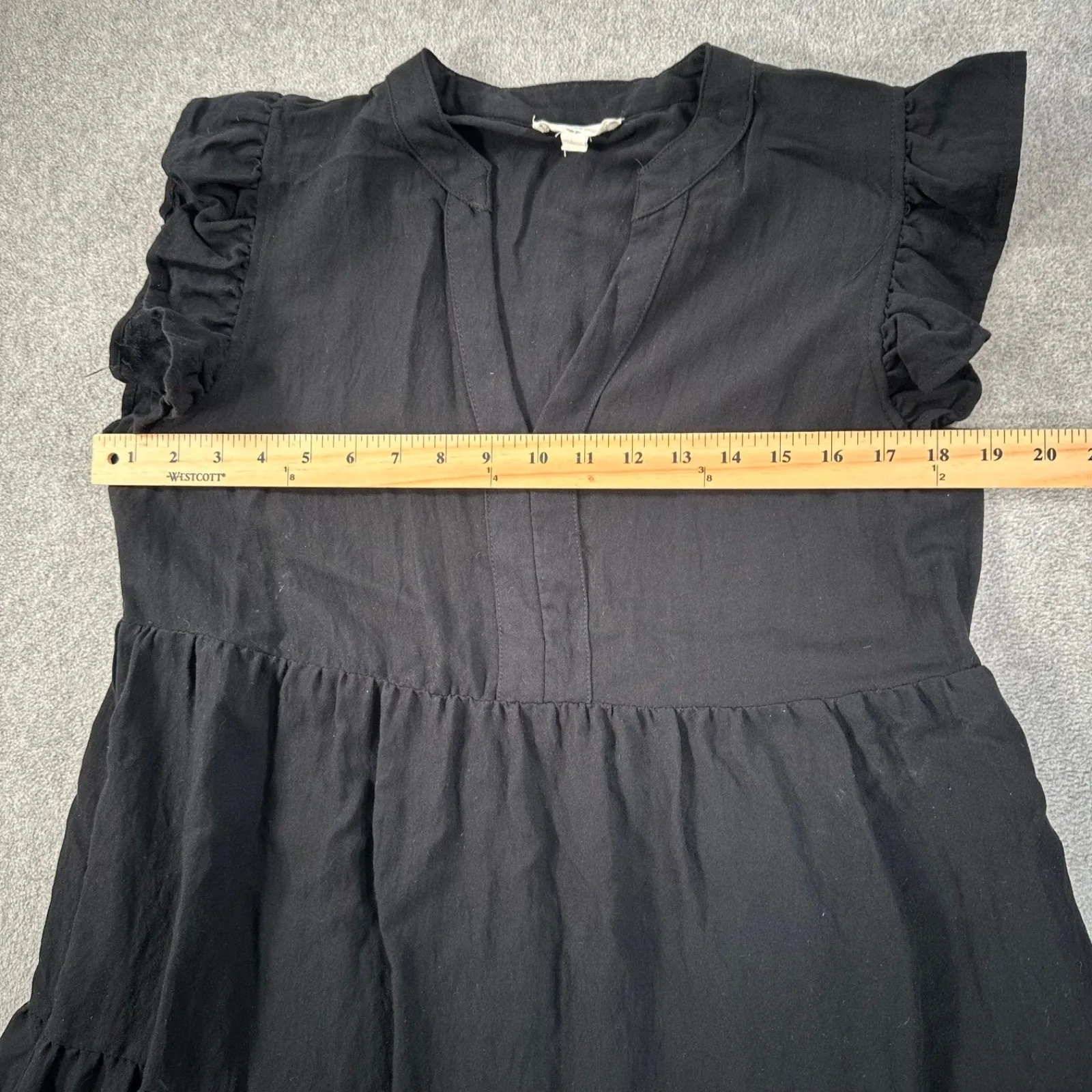 Entro Tiered Ruffle Babydoll Dress Women's Large Black Flutter Sleeve V-Neck - Image 5