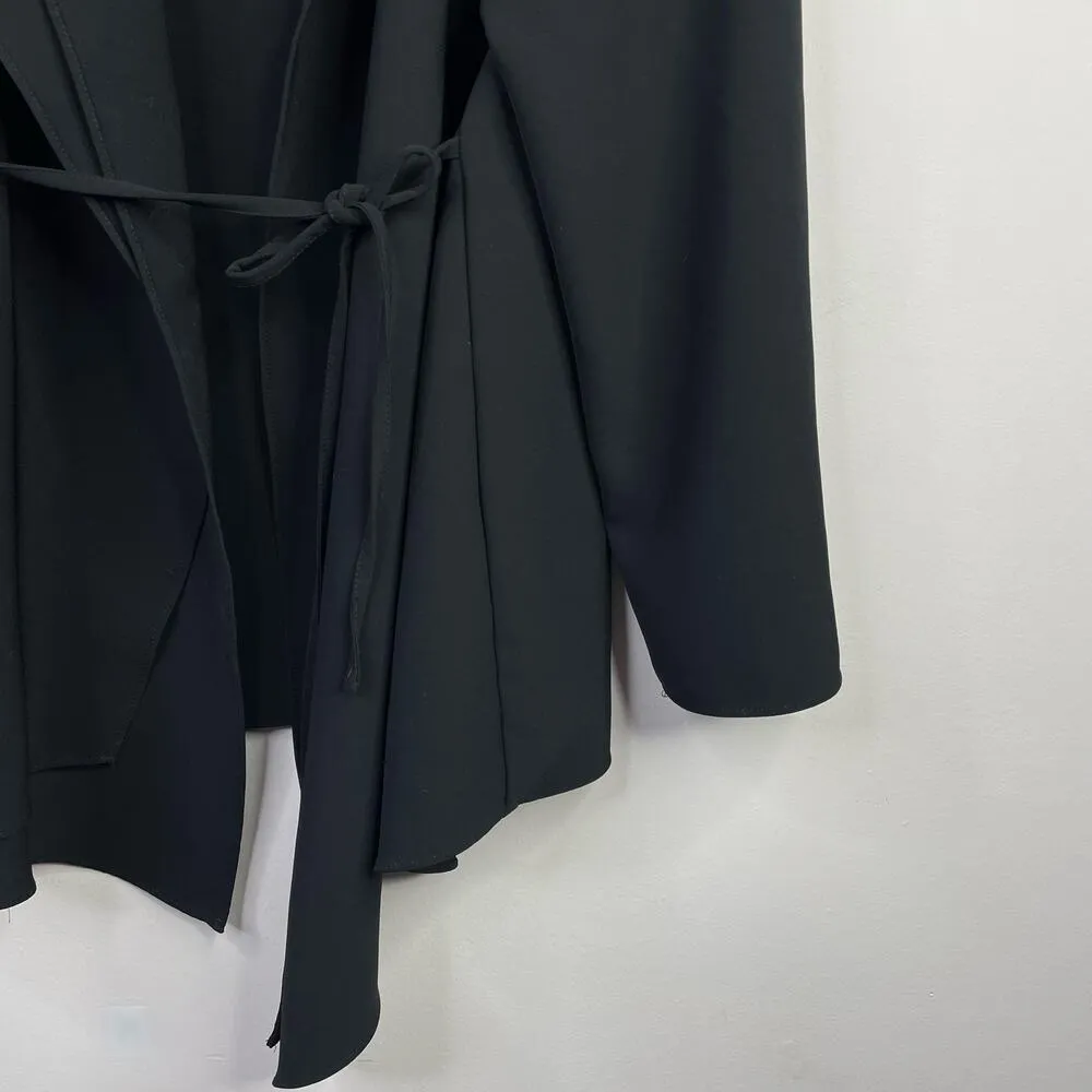 Chicos Tie Front Draped Minimalist long Jacket Black Lagenlook Womens 2 L 12 - Image 4