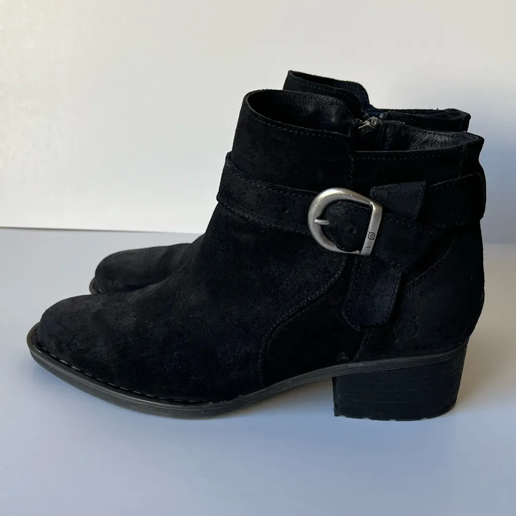 Born Morocco Distressed Leather Suede Ankle Booties Black Size 9 - Image 3