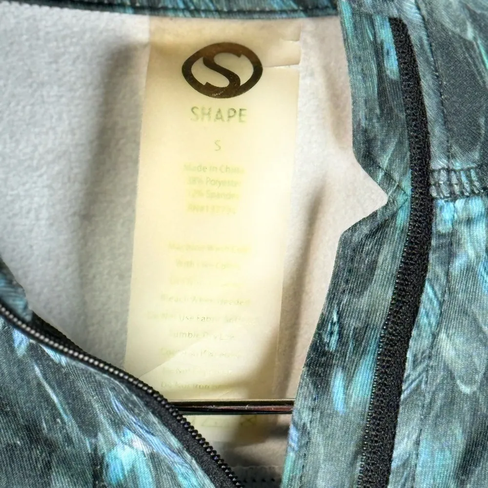 Shape Activewear Half Zip Pullover Athletic Top Long Sleeve Blue Feather s - Image 6