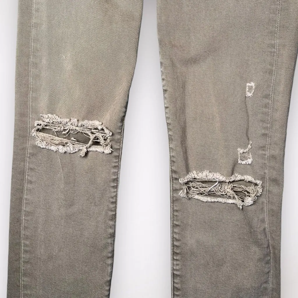 Paige Hoxton Slim Crop Jeans Sage Green Distressed Raw Hem Size 24 - Image 7