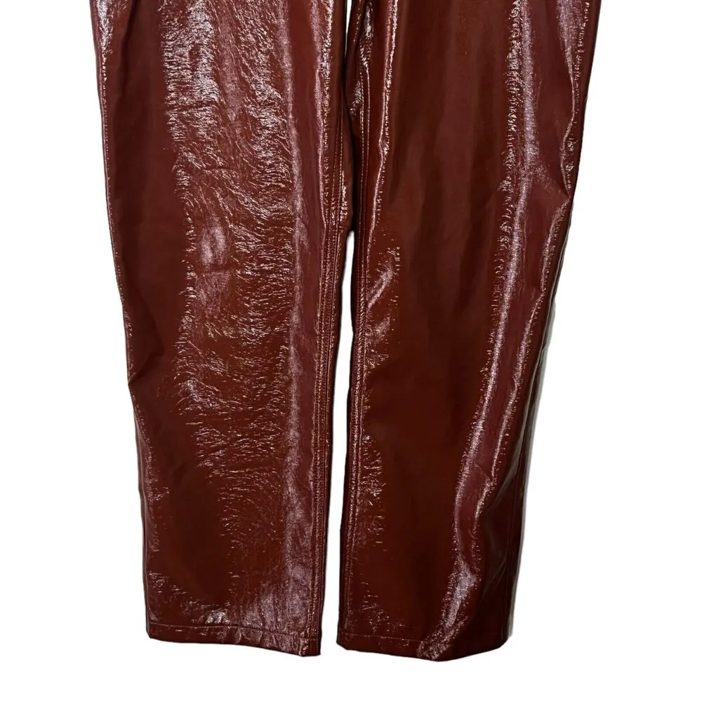 Abercrombie & Fitch Curve Love 90s Straight Ultra High Rise Pants Leather Sz 32 - Image 3