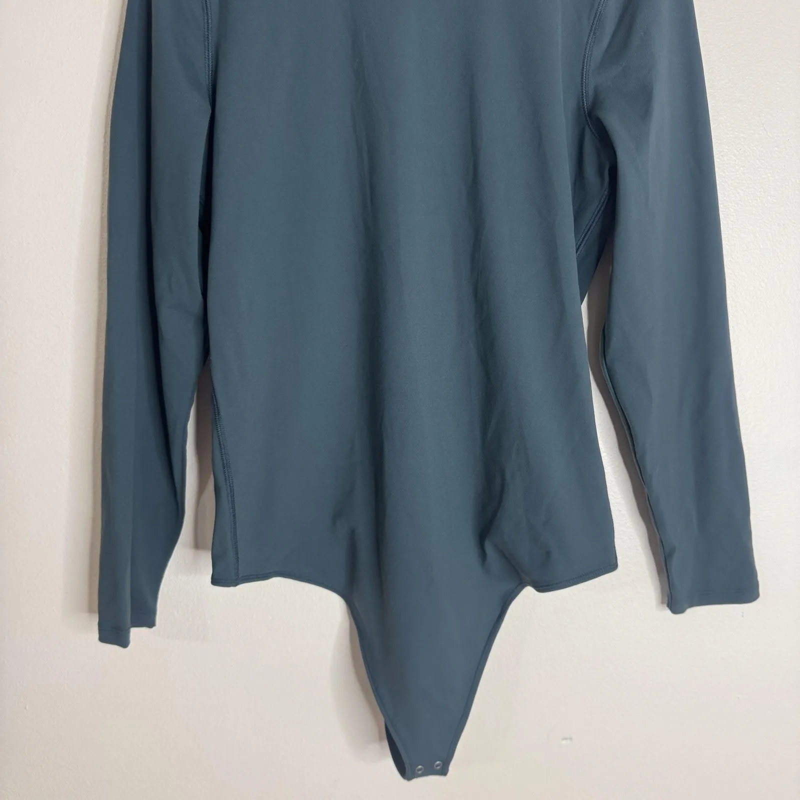 Abercrombie & Fitch Bodysuit Womens XL Teal Long Sleeve Mock Neck Snap Crotch - Image 3