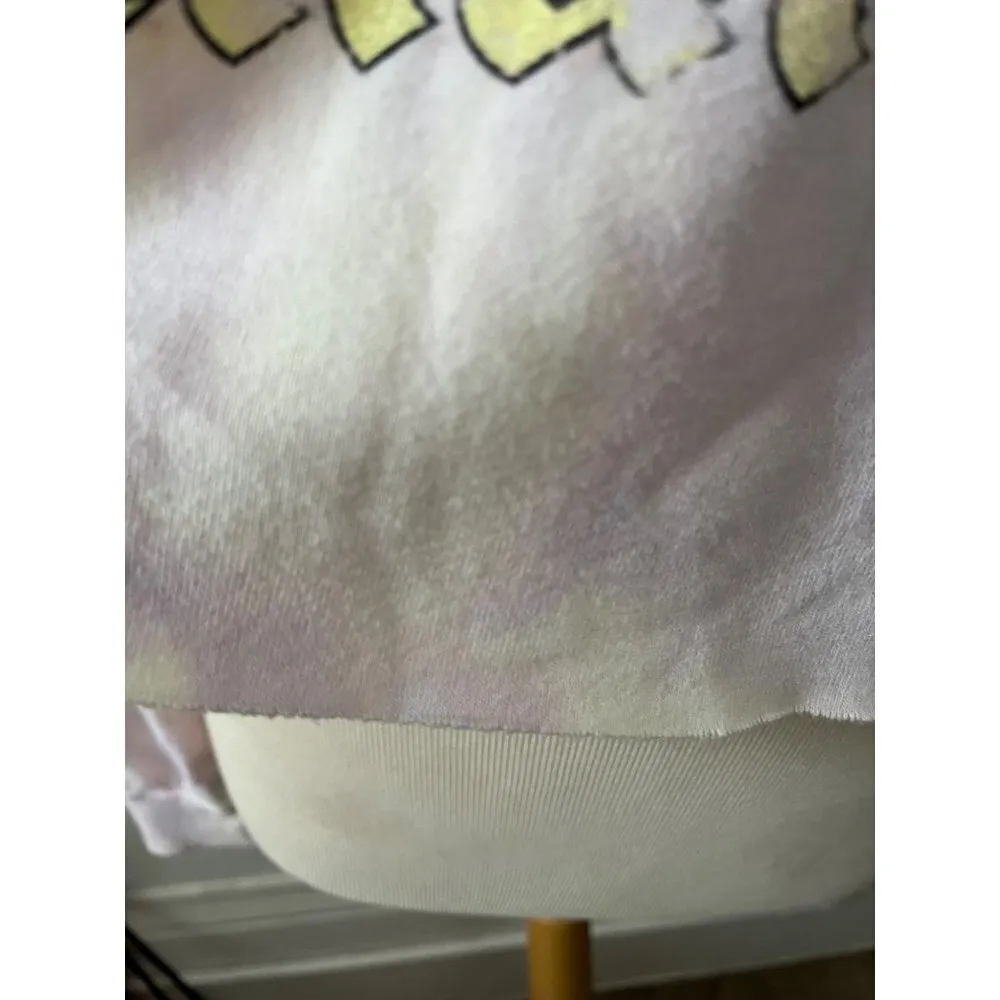 Disney Ella Enchanted princess pink tie dye drawstring hoodie cropped sweater M - Image 3