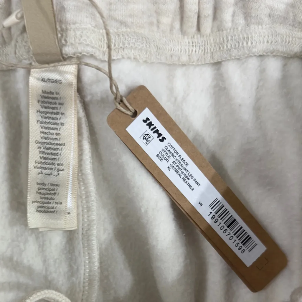 SKIMS Cotton Fleece Classic Straight Leg Pant – Oatmeal Heather – XL – NWT - Image 7