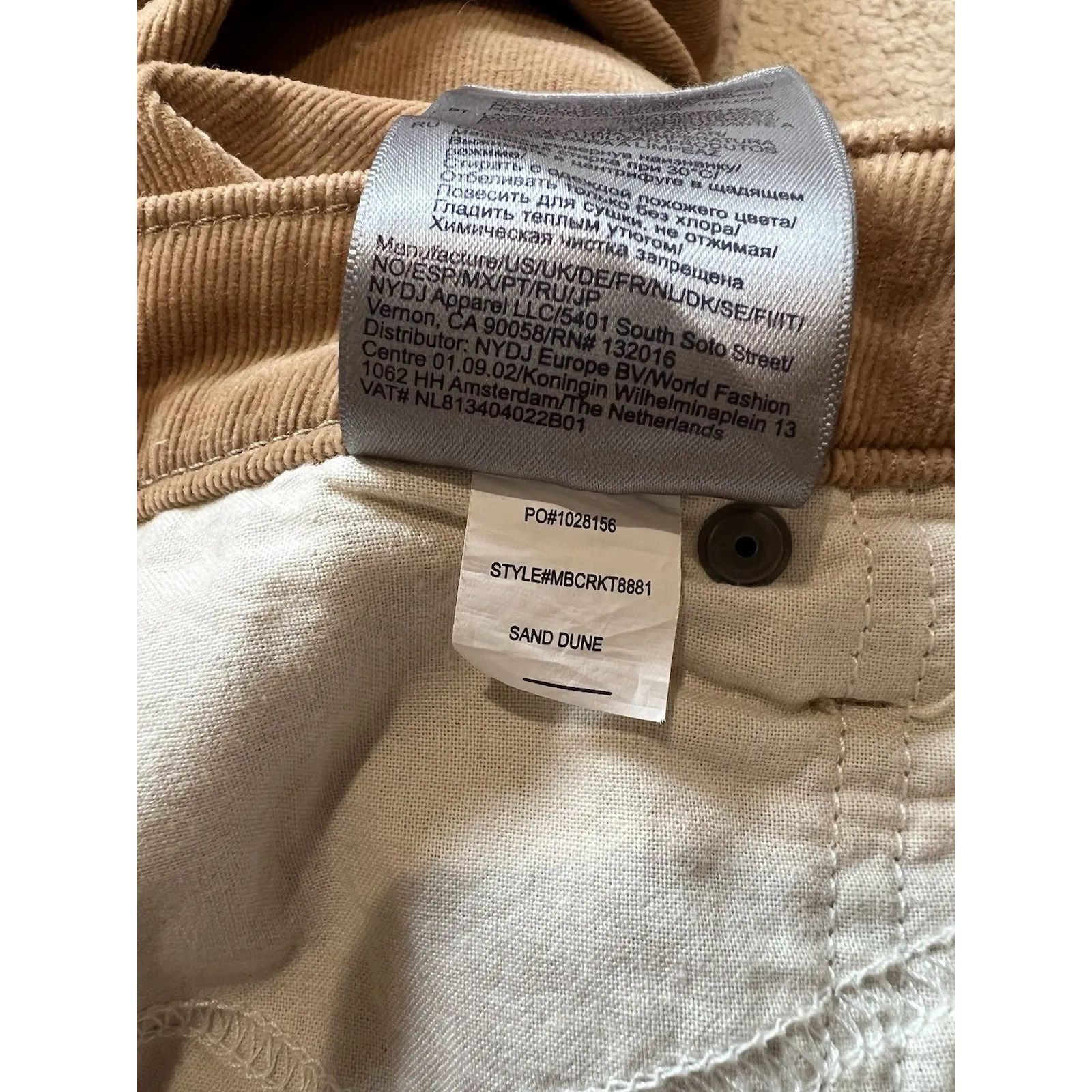 NYDJ Teresa Wide Leg Corduroy Pants Tan Lift Tuck Slimming Minimalist - Image 9