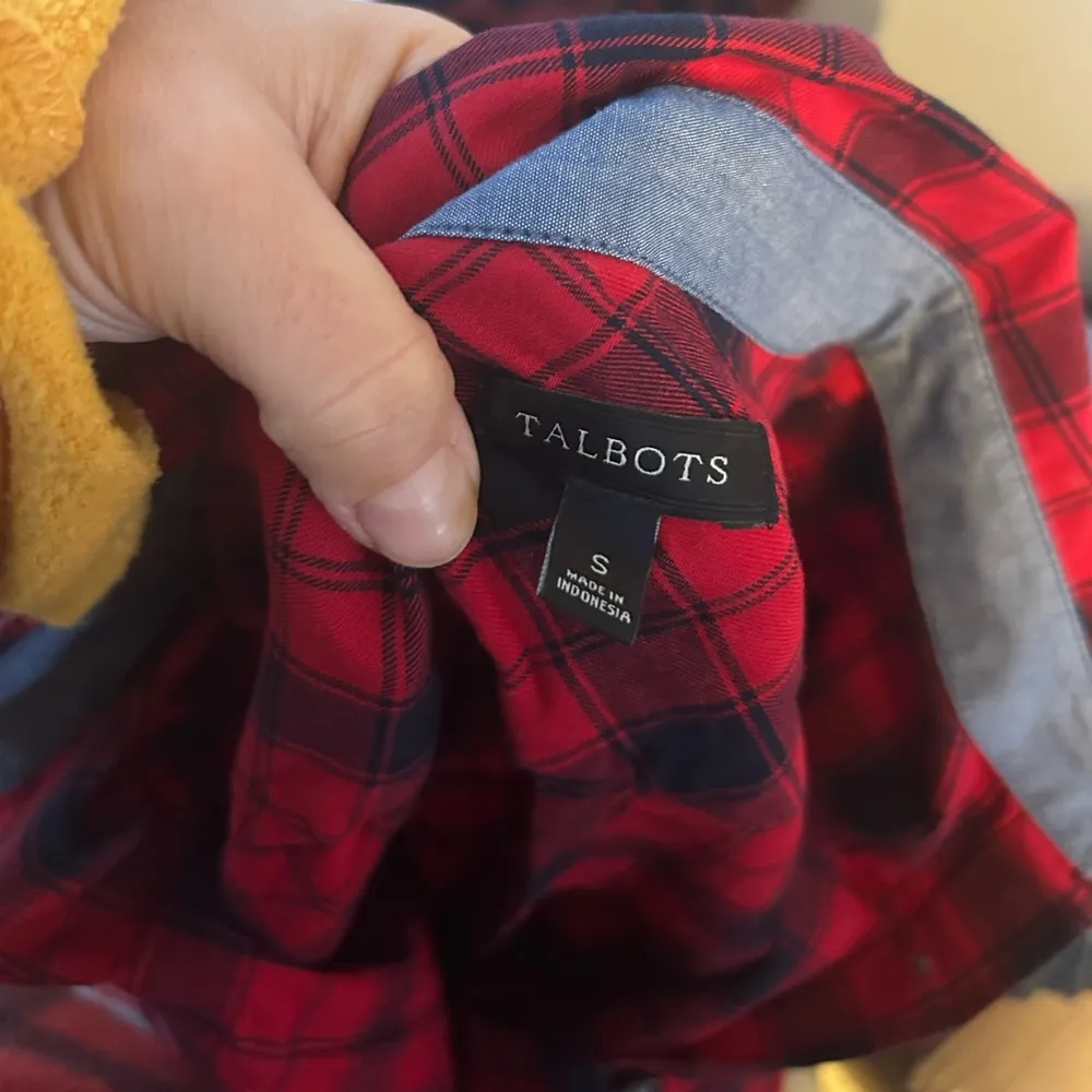 Talbots Red & Black Plaid Long Sleeve Top - Image 4