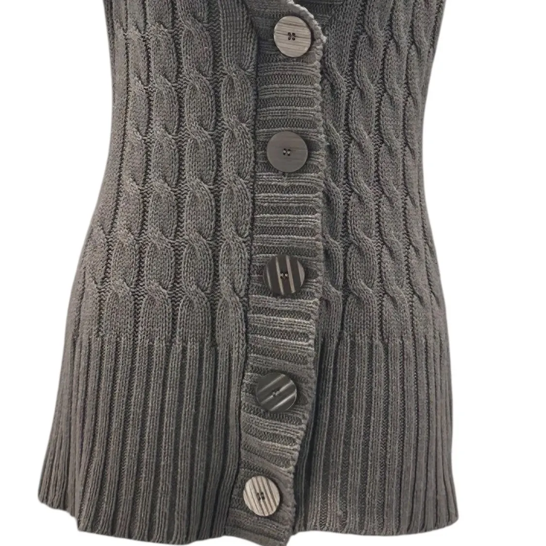 Wet Seal Y2K Cable Knit Cardigan Gray Medium - Image 5