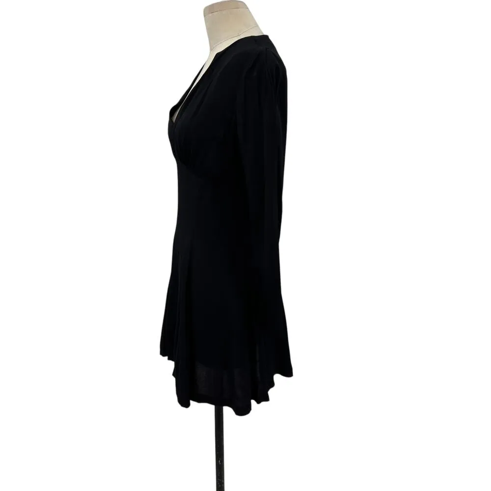Betsey‎ Johnson Vintage Mini Dress Long Sleeve V-Neckline Black Size Medium - Image 6