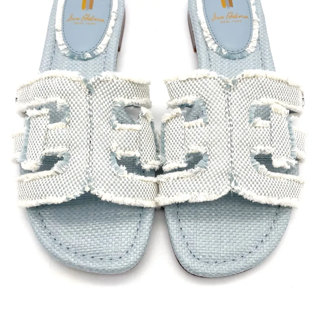 Sam Edelman Bay Fray Slide Sandals Size 9 Robin Egg Blue Fabric Logo Slides - Image 6