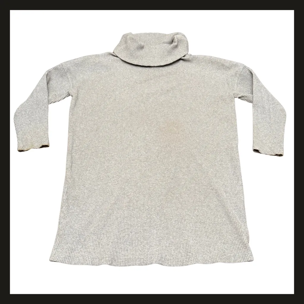 GAP Women’s Long Sleeve Ribbed Cowl Neck Mini Sweater Dress Heather Gray Size M - Image 2