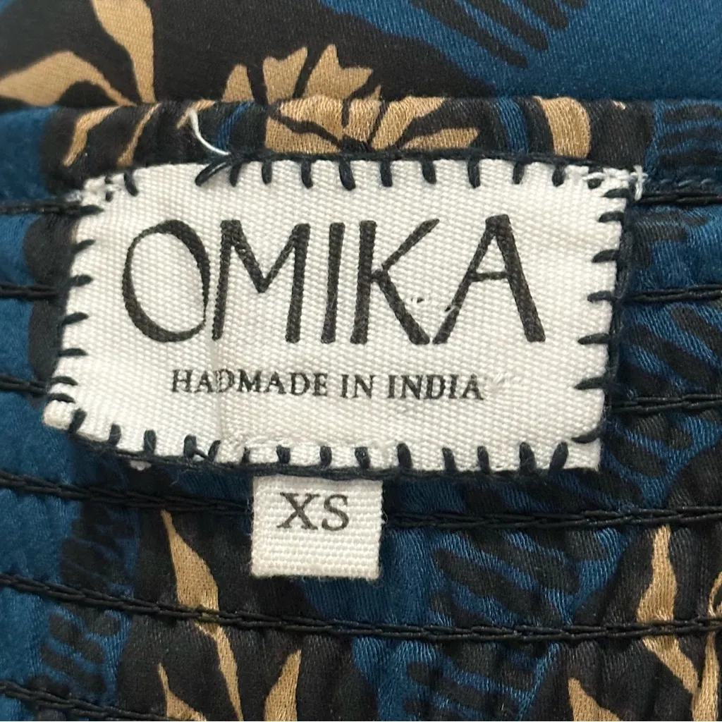 Omika Women’s Sz XS Marli Sapphire Blue Floral Print Tie Back Monica Midi Dress - Image 6