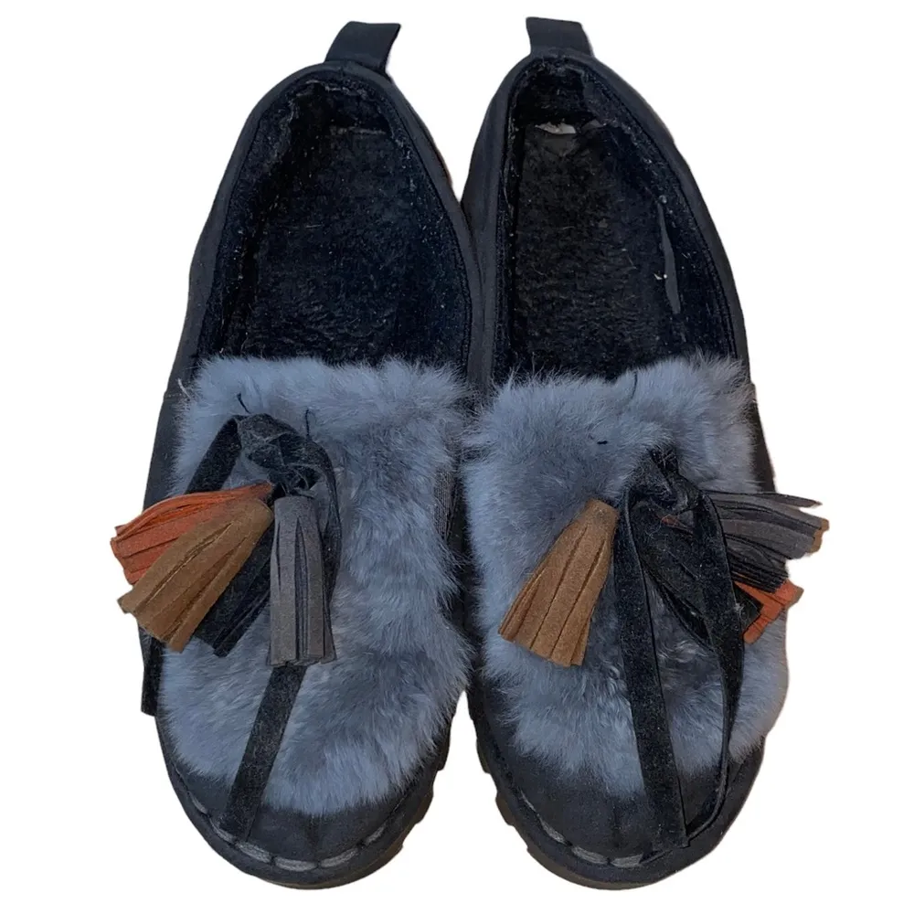 Shang Black Platform Suede Slip On Loafers Size 7.5 - Image 3