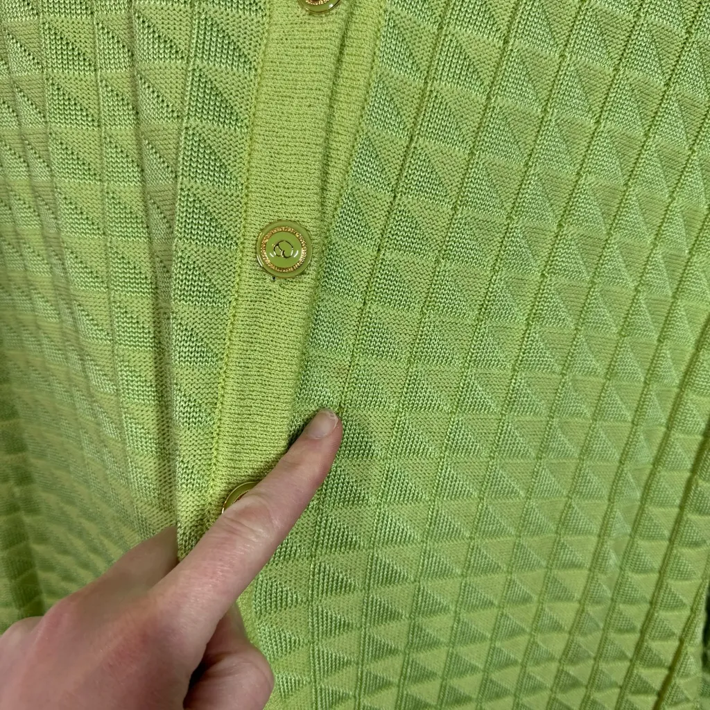 St. John Collection Marie Lime Green Button Front Sweater Cardigan Size Small - Image 4