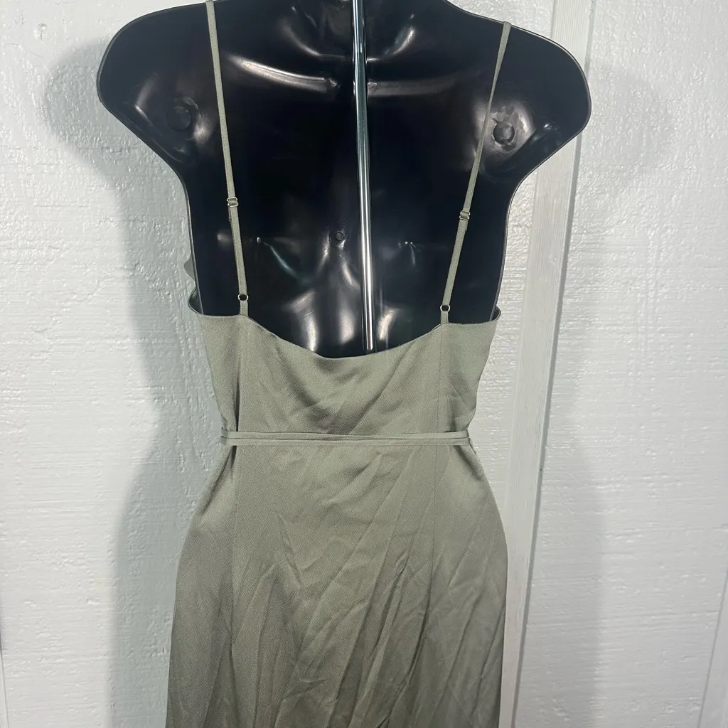 Shona Joy Green  Spaghetti Strap Luxe Ruffle Trim Wrap MIDI Gown Size 4 NWT - Image 10