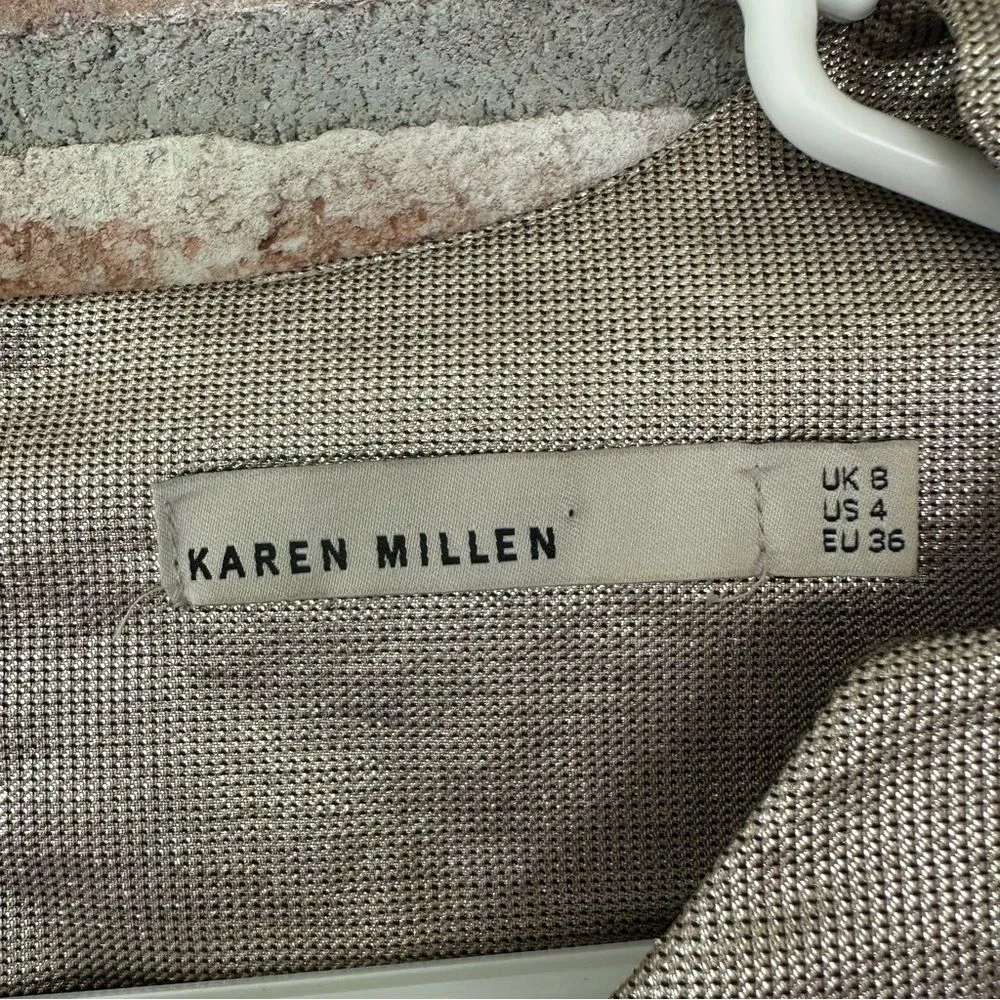 Karen Millen Metallic Champagne Gold Cocktail Dress Women’s 4 Fit Flare - Image 4