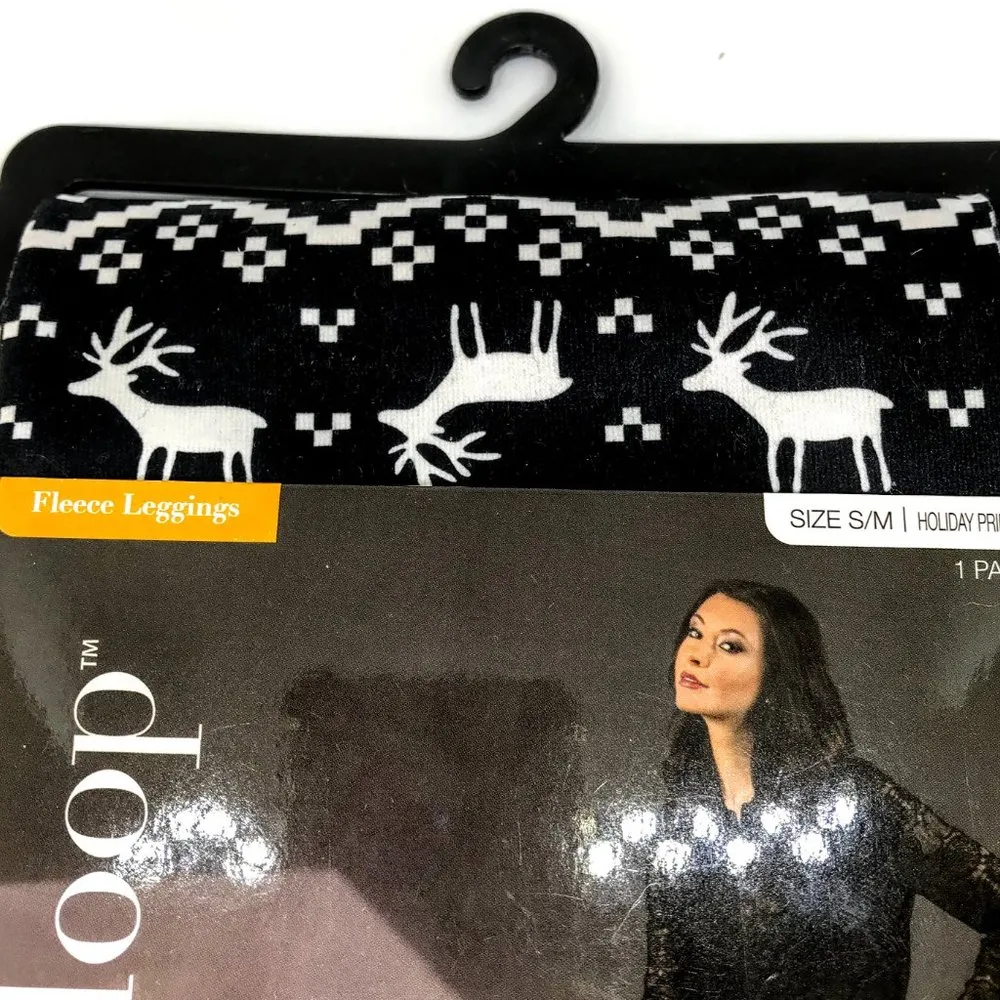 Women's S/M Holiday Fleece Leggings Snowflake Fair Isle Winter Printed - Image 6