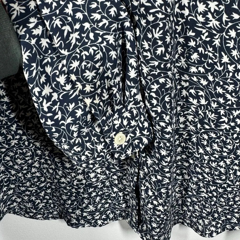 Ann Taylor LOFT Top Women Size S Blue Long Sleeve Roll Tab Sleeve Career Work - Image 4