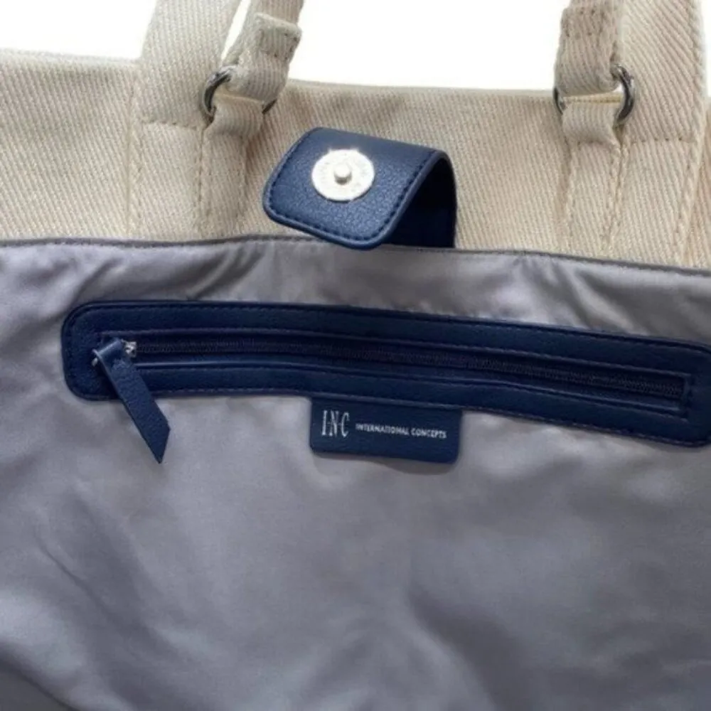 INC International Concepts Alyssaa Canvas Htfix Red White Blue Tote Bag - Image 9