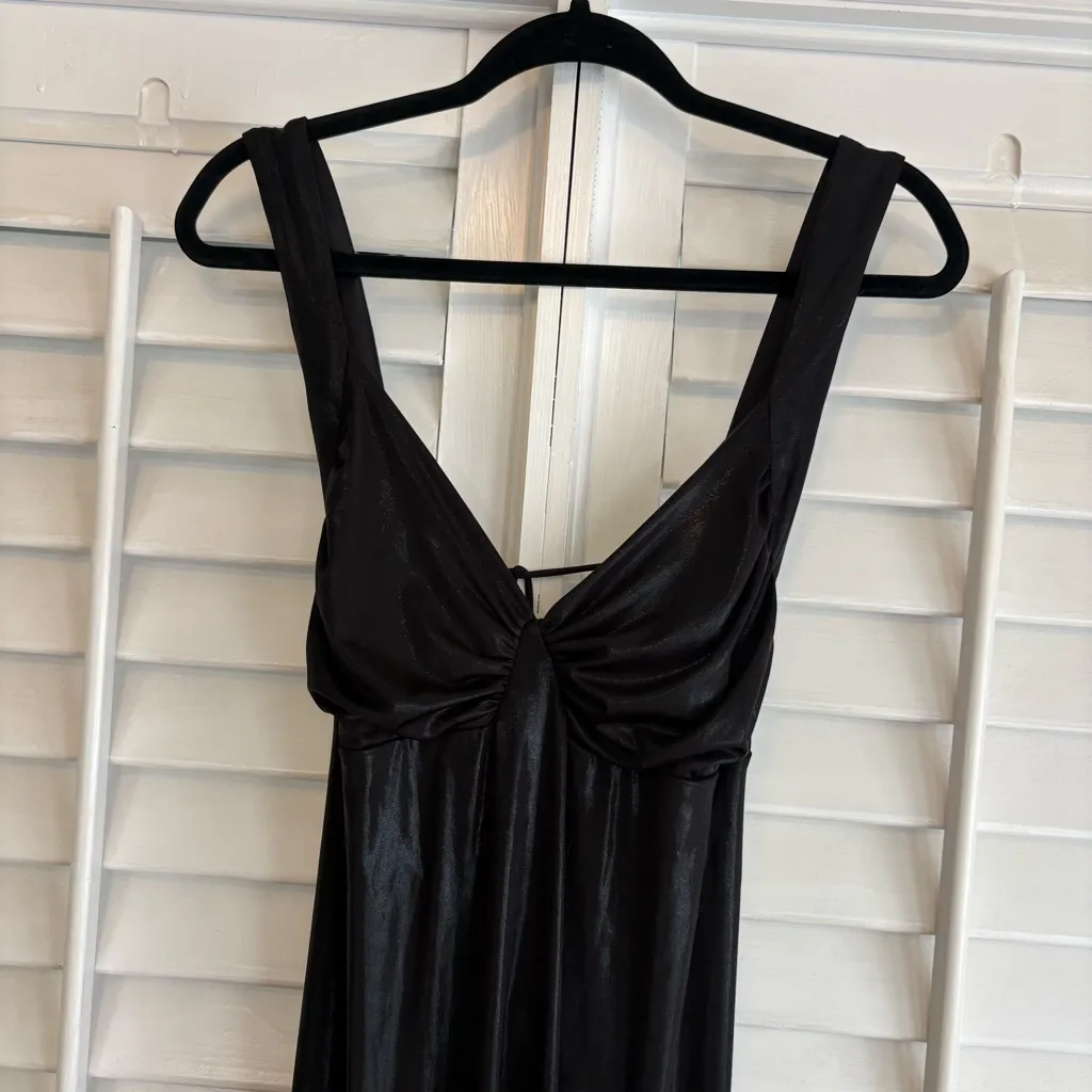 Zara Black Shimmer Halter Neckline Maxi Dress Size Large‎ - Image 3
