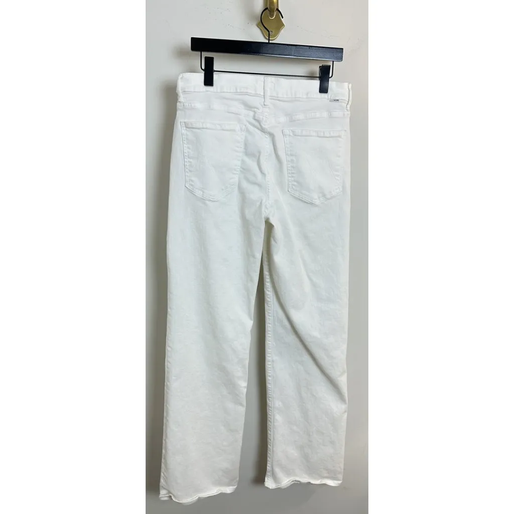 MOTHER The Kick It High Waist Straight Leg Jeans in Wash Fairest Of Them All White Size 32 - Image 6
