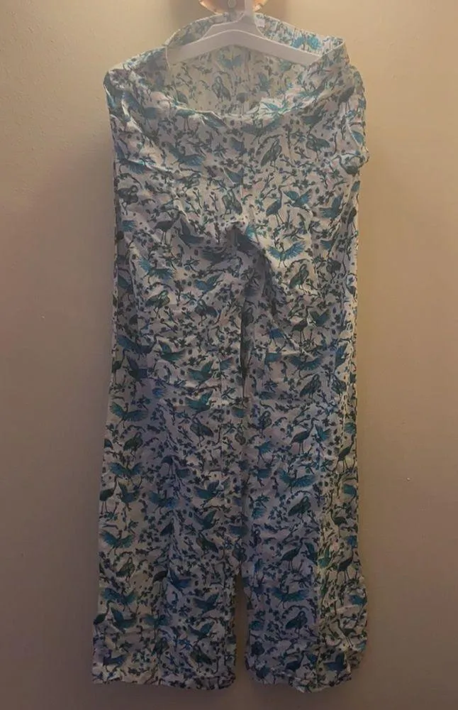 Onia Mila style crane bird print wide leg pants Small - Image 3