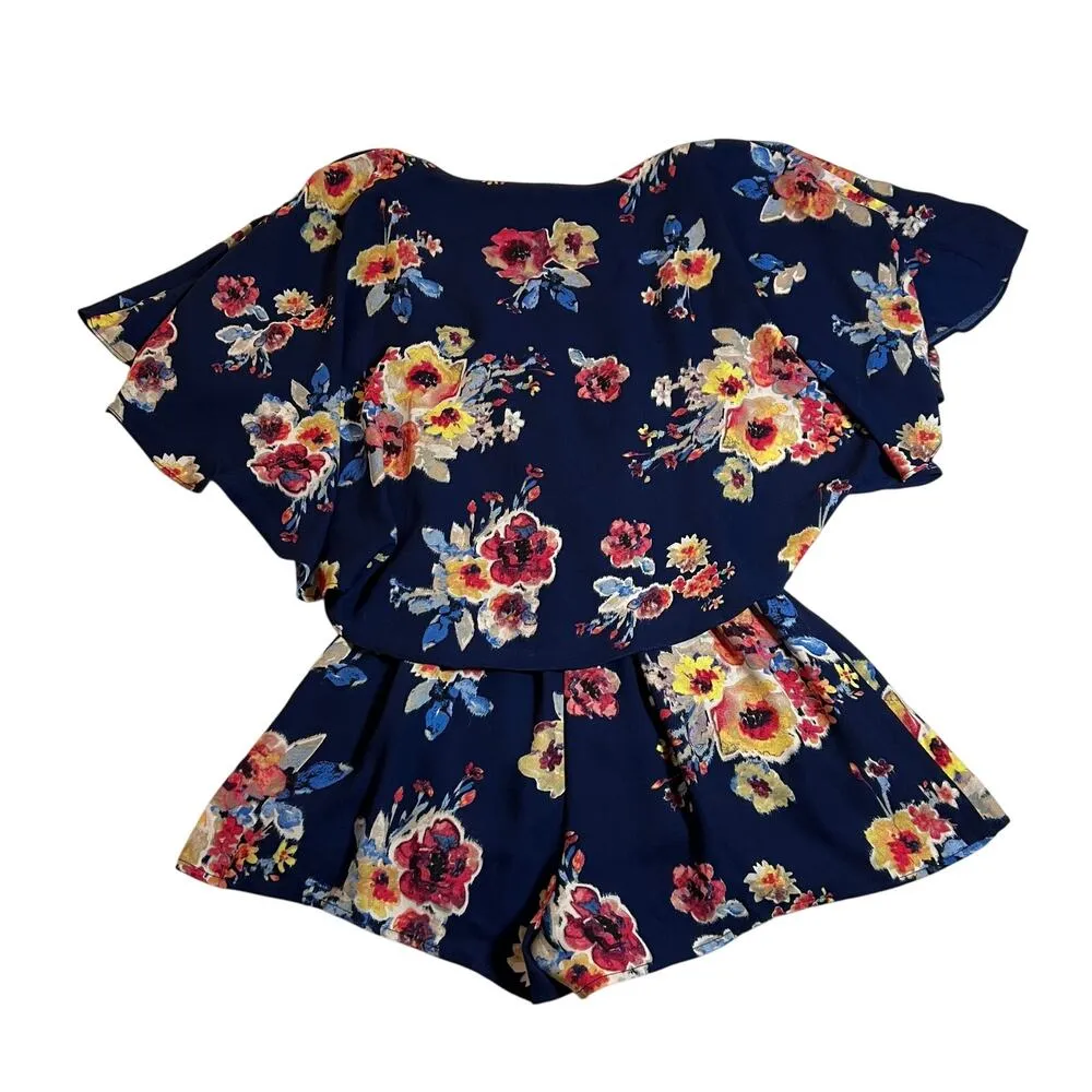 Women's Floral Print Flowy Playsuit Romper Size X - Image 2