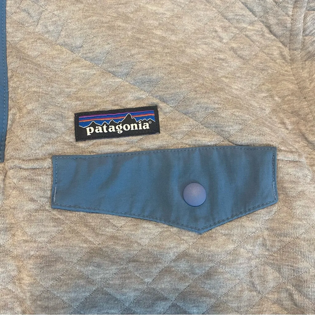 Patagonia Organic Cotton Quilted T-Snap Pullover Size Large Drifter Grey - Image 2