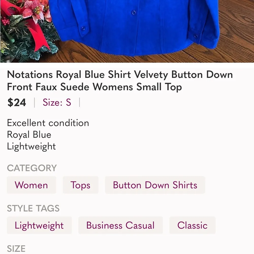 Royal Blue Velvety Faux Suede Button Down - Image 10