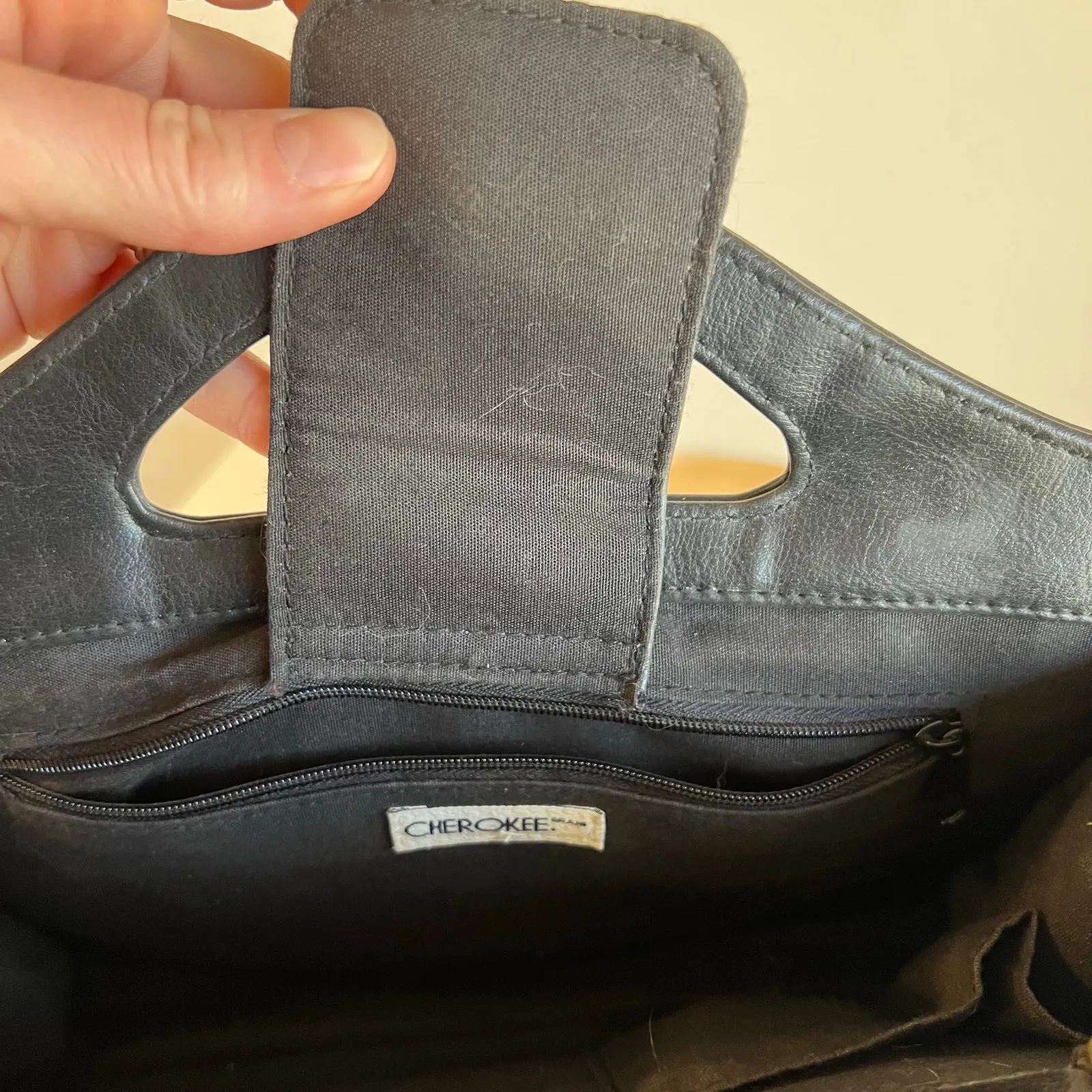 Vintage 90s Black Leather Victorian Tapestry Beaded Top Handle Small Bag - Image 9