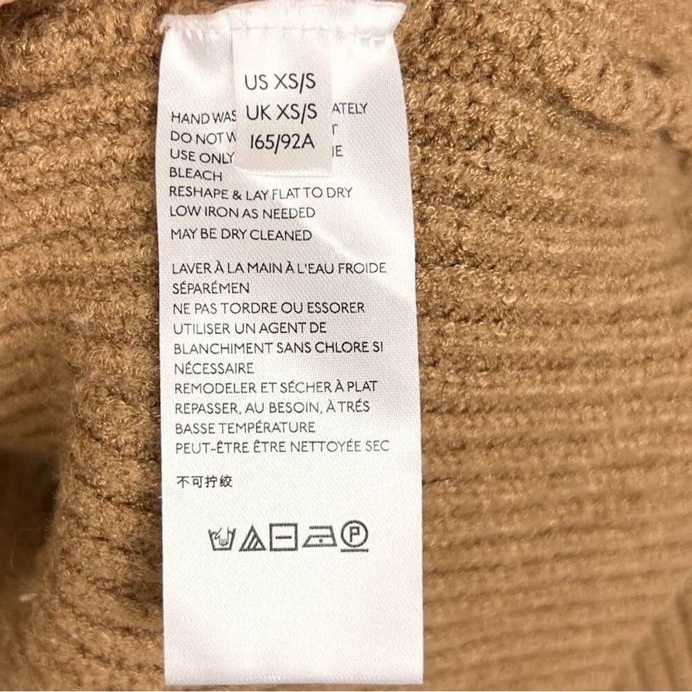 Kali Poncho Cable Knit Turtleneck Sweater XS/S Honey Tan Boho - Image 5