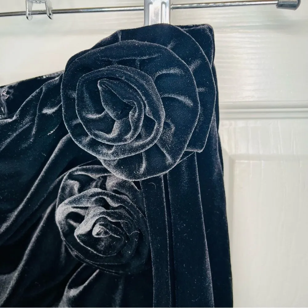 Anthropologie Avec Les Filles Black Velvet Rosette Tie Mini Skirt XS NWT - Image 7