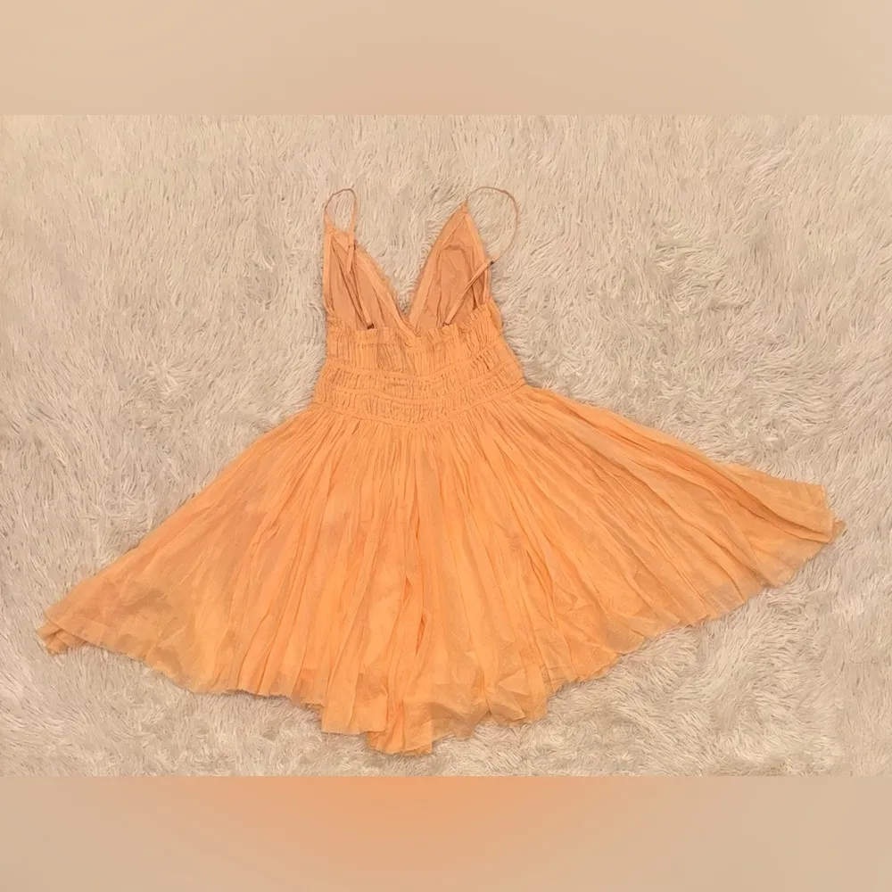 NWOT Free People Peach Delia Slip Sun Dress Spaghetti Straps Peach Sz M - Image 8