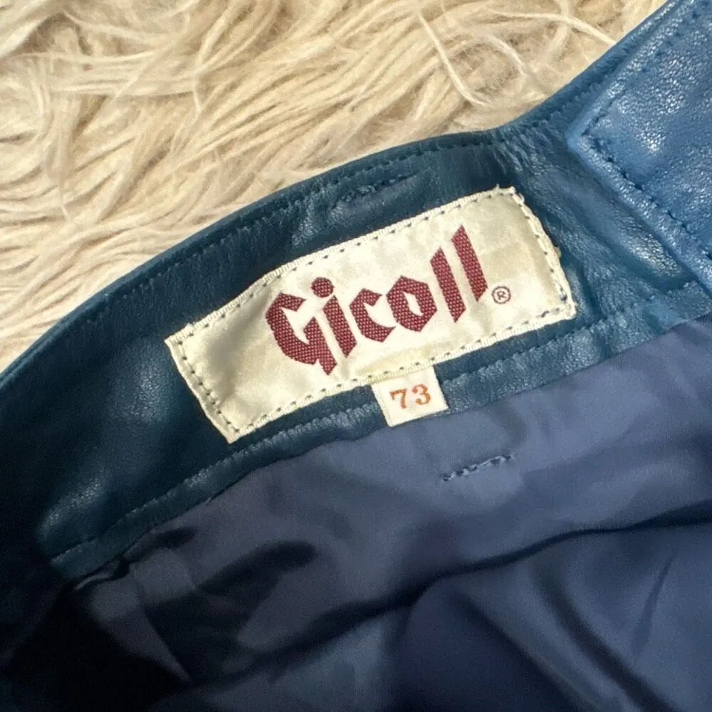Vintage Gicoll Blue Leather Pants Blue - Image 4